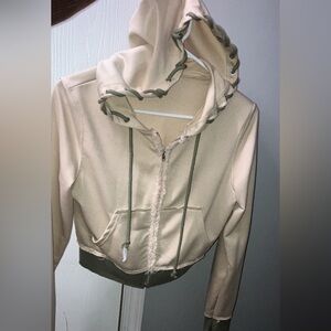 Women’s Hooded Cropped Jacket in Beige and Olive